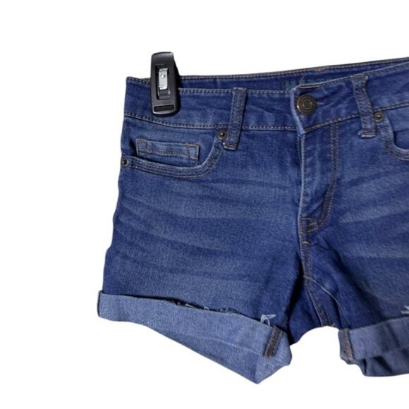 Aeropostale Women’s Midi Denim Shortie Shorts 00 Y2K Low Rise Festival B… - Picture 2 of 8